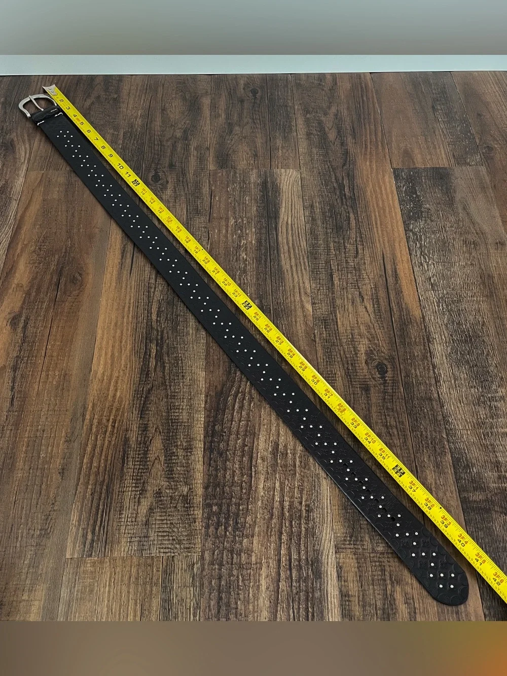 Lauren Ralph Lauren Embossed Leather Belt Studded Edgy Womens Size Medium Black